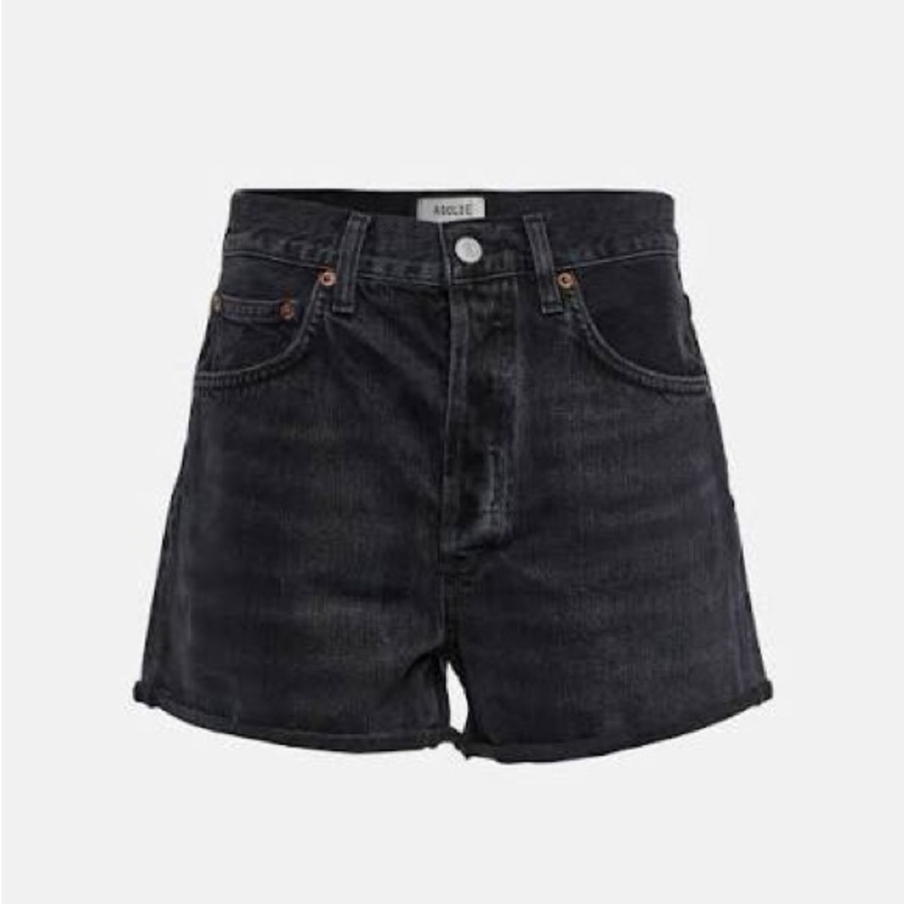 Agolde Dee Rolled Hem Shorts. Black. Size 28.